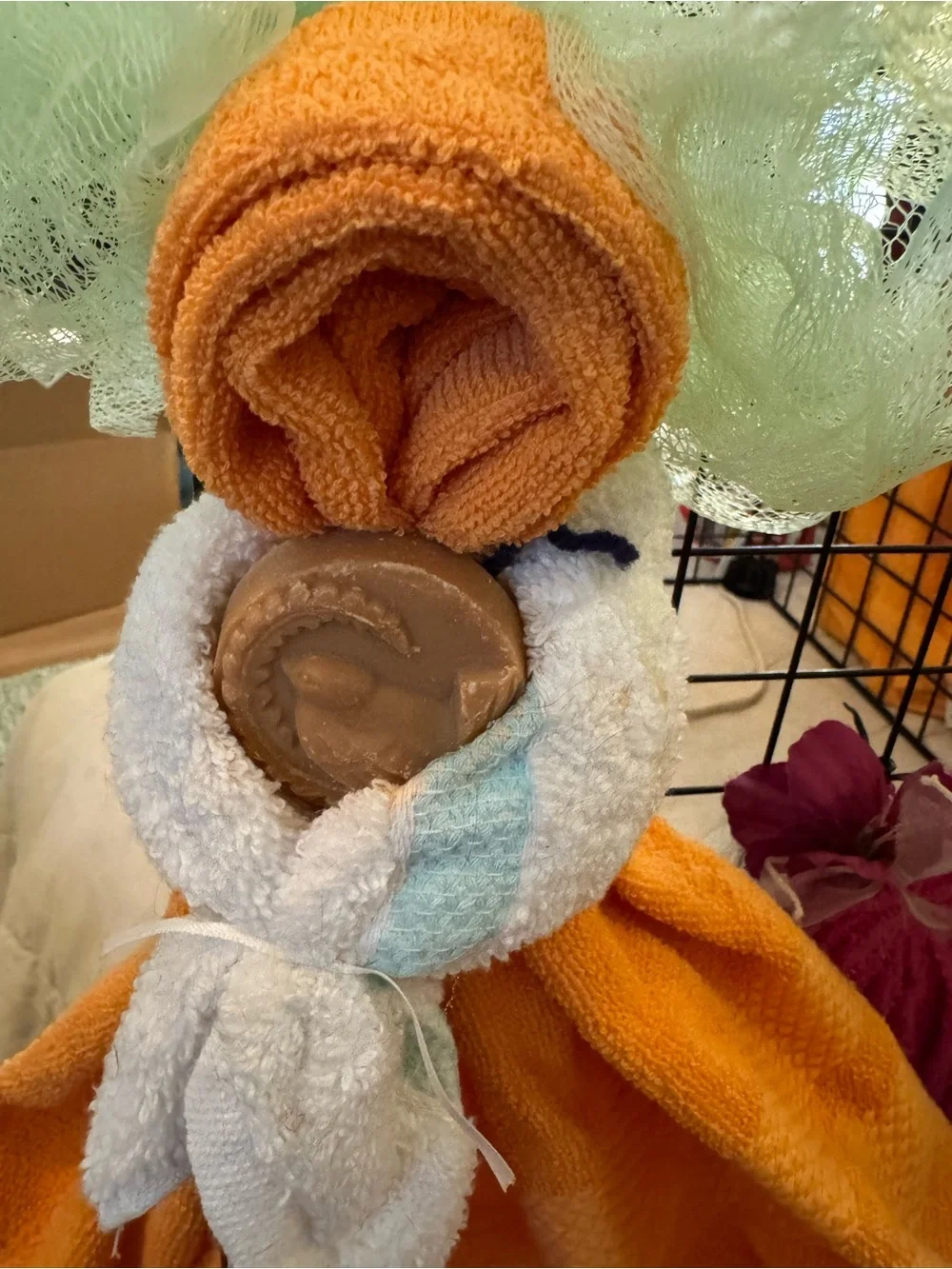 Orange and White Hand Towel Set - Decorative Bath Accent